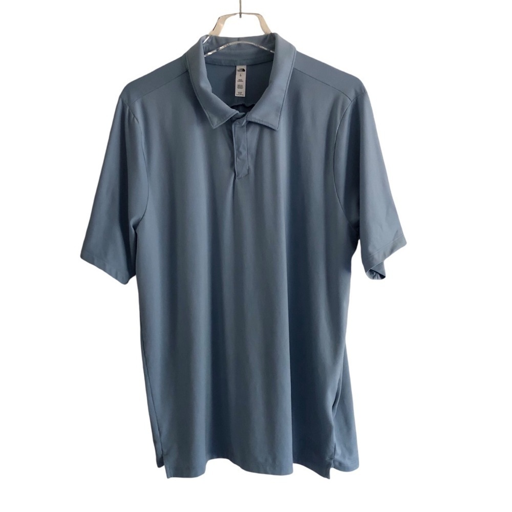 The North Face Mens Polo Shirt Dune Sky Short Sleeve Steel Blue Large
